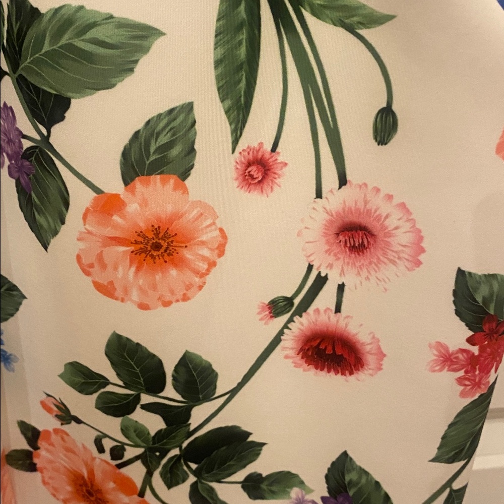 NWT Calvin Klein White Floral Midi Sheath Dress with Multicolor Blooms - Picture 6 of 8